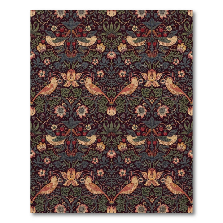 Dark Ruby Vintage Bird Floral Garden Rug