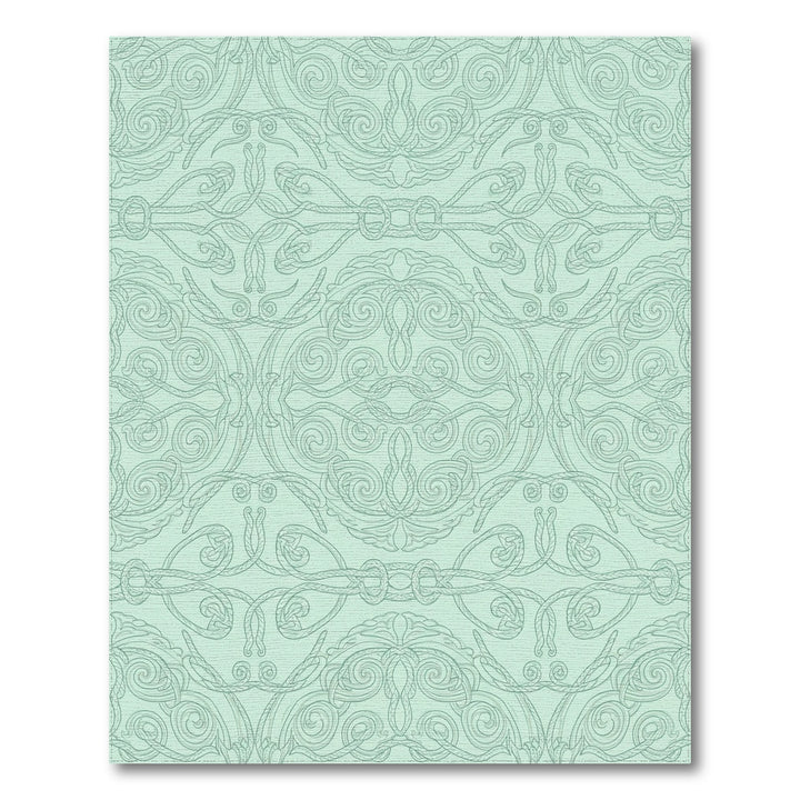 Mint Green Intricate Scrollwork Tapestry Rug