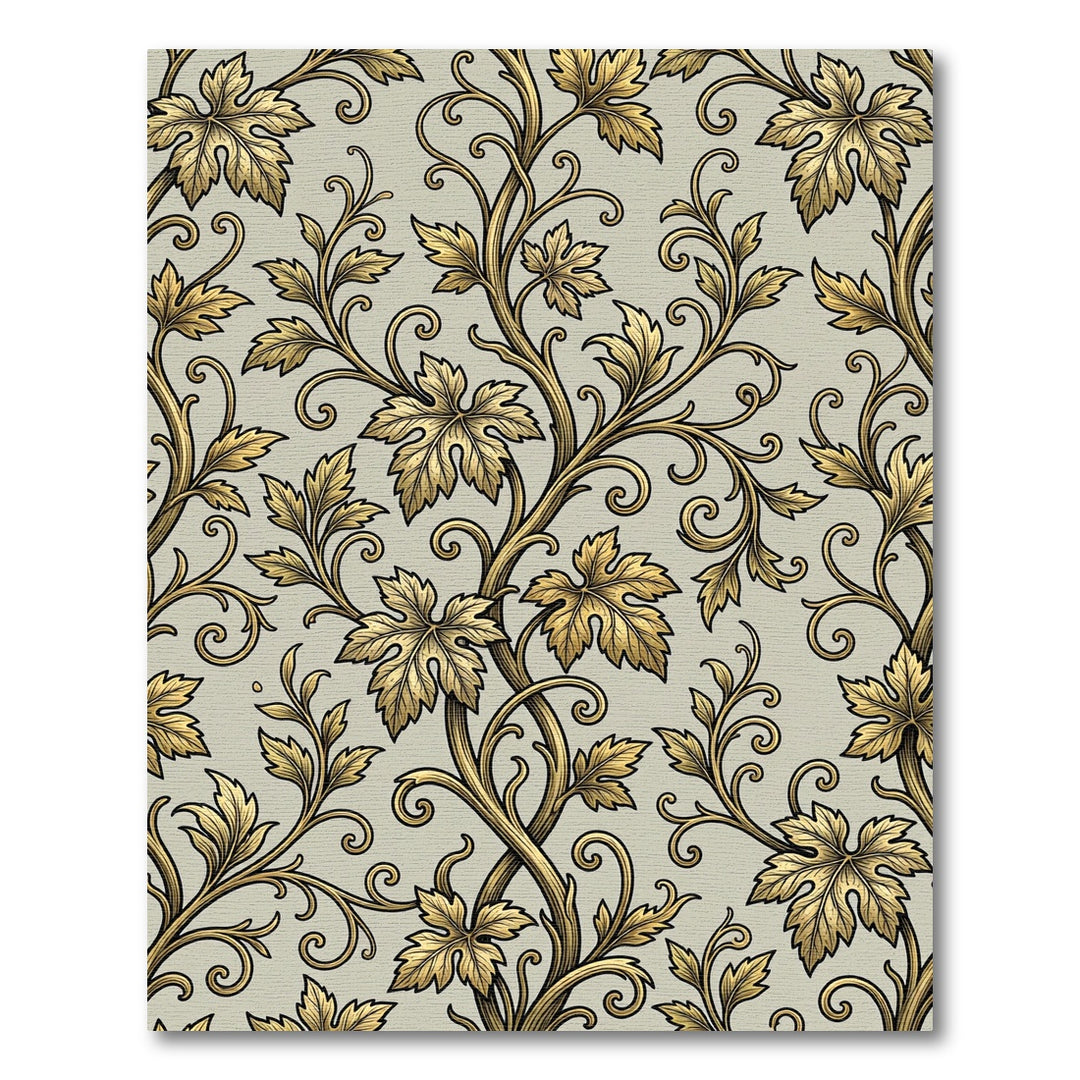 Golden Vine Leaf Swirl Rug
