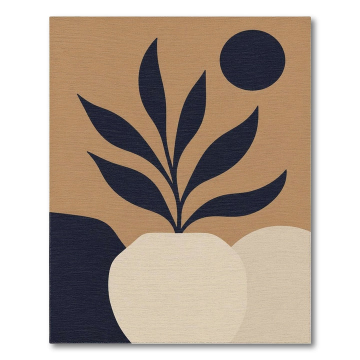 Abstract Navy Leaf Vase Rug