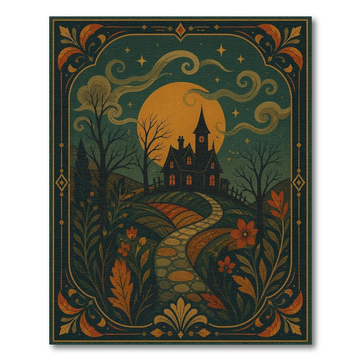 Moonlit Gothic Manor Vintage Rug