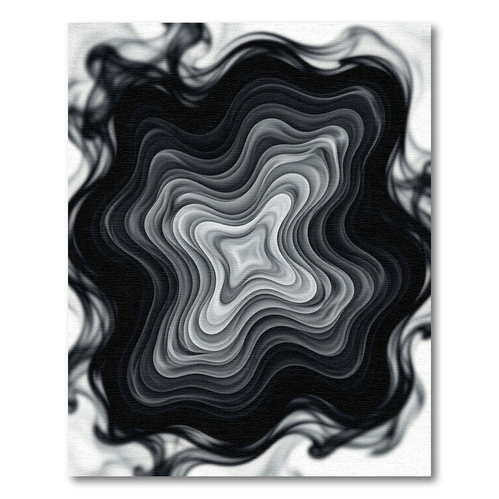 Monochrome Rippled Starburst Abstract Rug