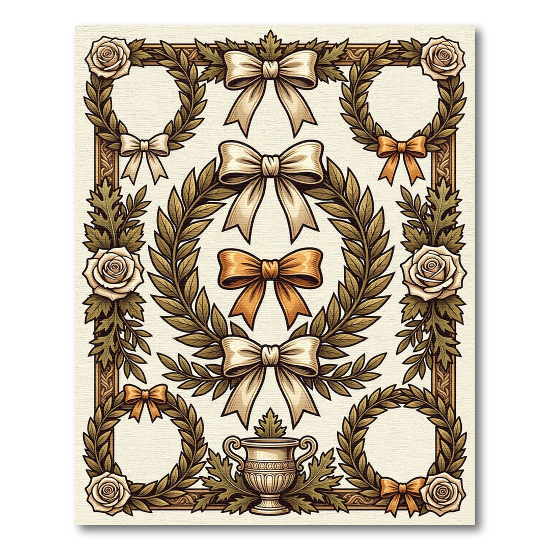 Ornate Laurel Rose Bow Frame Rug