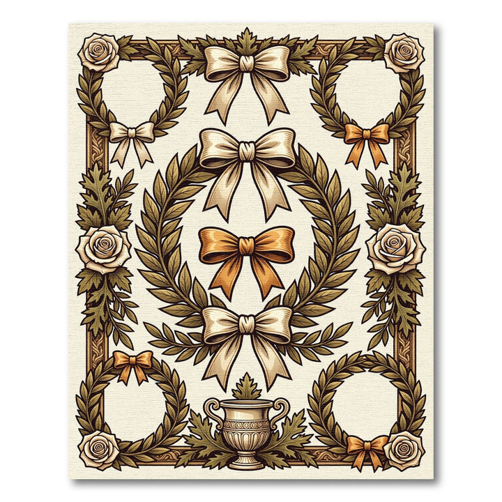 Ornate Laurel Rose Bow Frame Rug