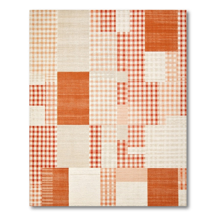 Orange Geometric Patchwork Area Rug