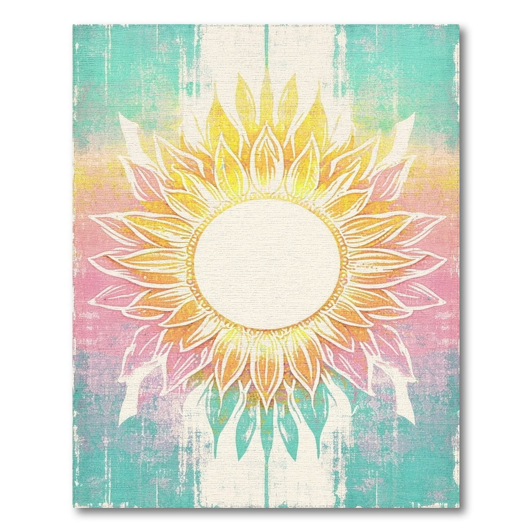 Vibrant Sunflower Distressed Vintage Rug