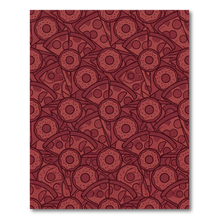 Rich Red Pizza Donut Collage Rug