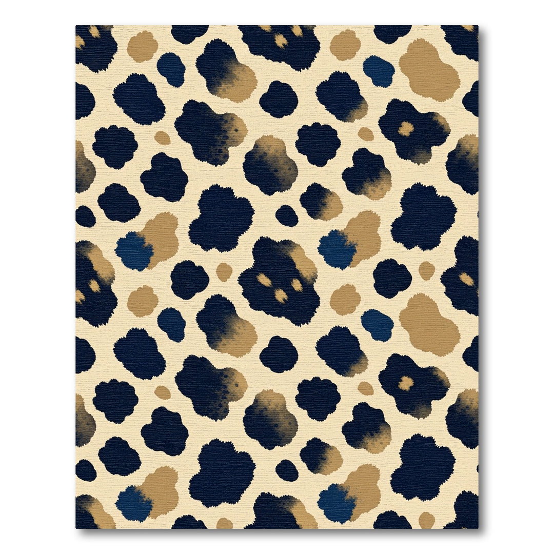 Chic Dark Blue Beige Abstract Spots Rug