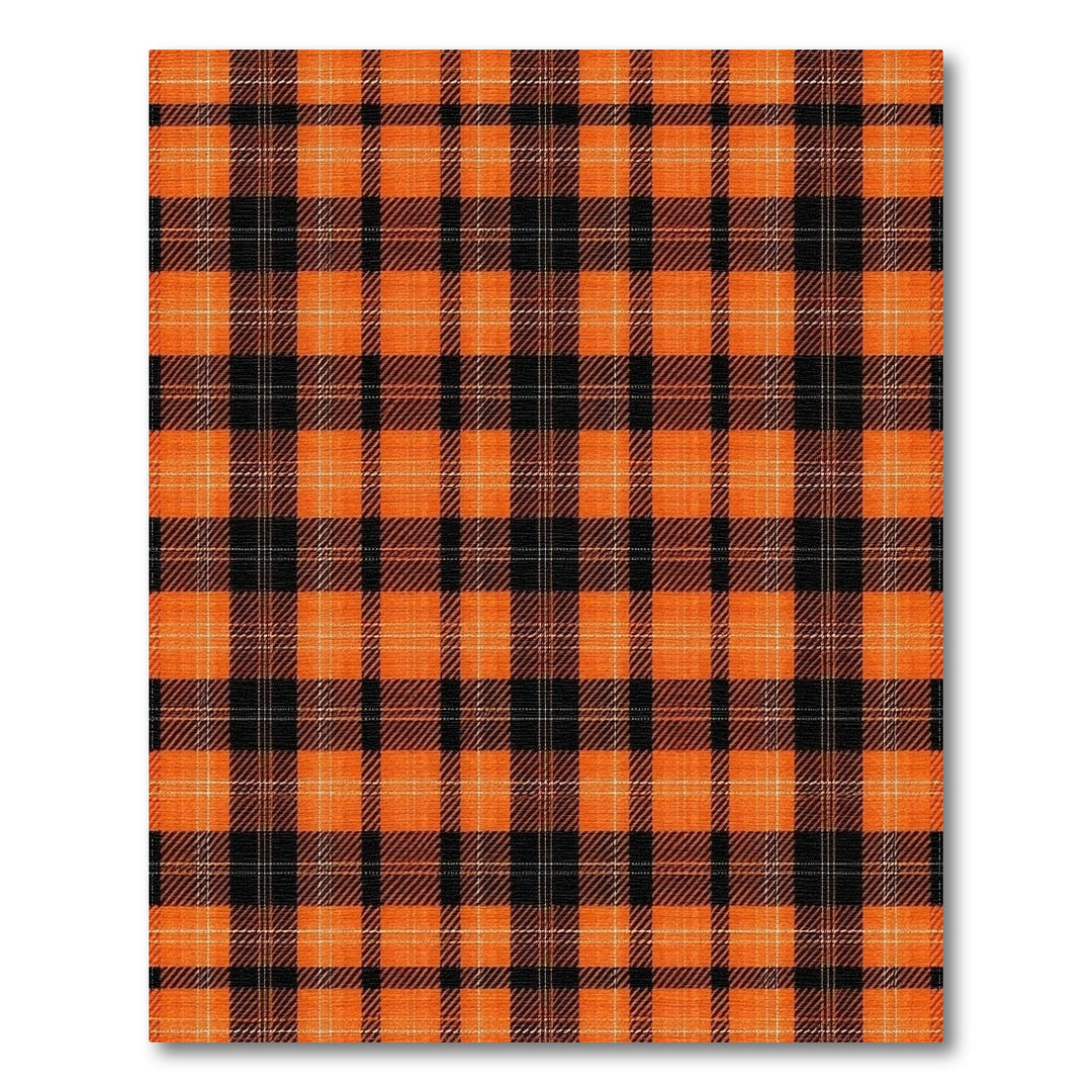 Orange Geometric Modern Orange Black Plaid Area Rug