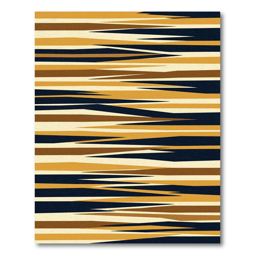 Abstract Ochre Navy Jagged Stripe Rug