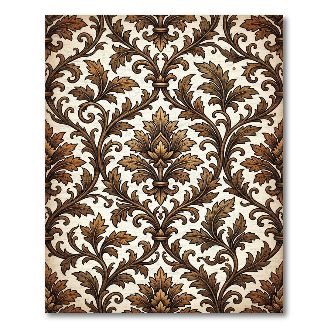 Ornate Golden Acanthus Scroll Rug