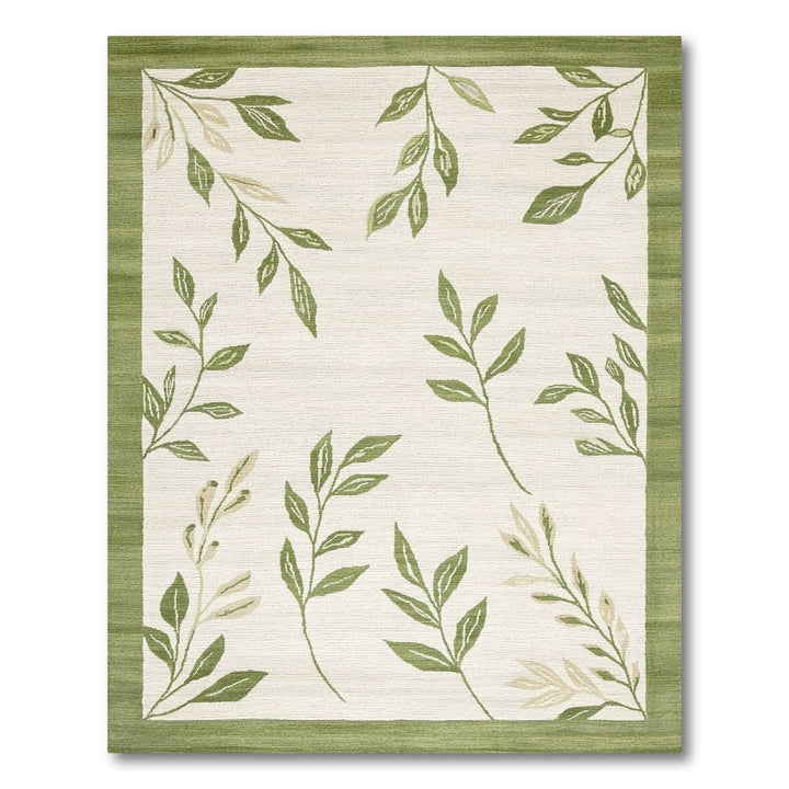 Green Floral Vintage Green Leaf Vine Area Rug