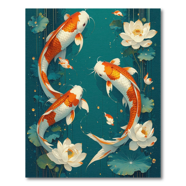 Koi Lotus Teal Washable Area Rug