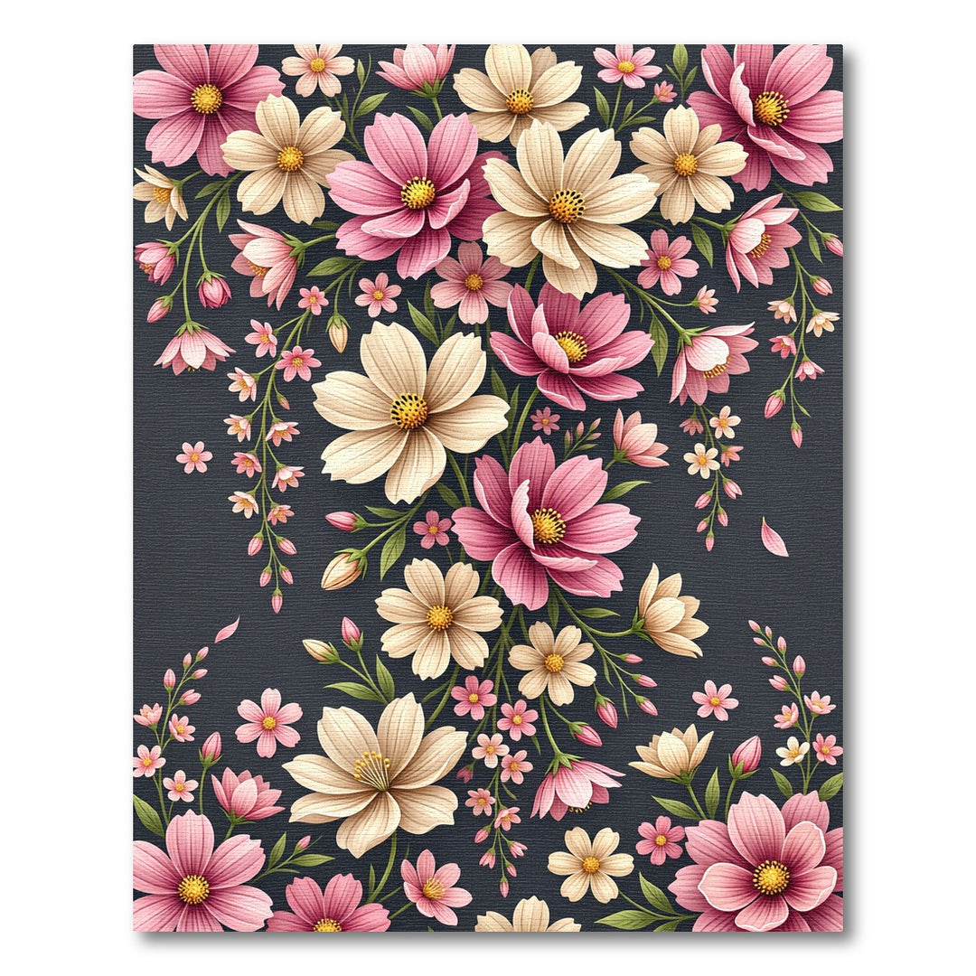 Blush Pink Cream Floral Cascade Rug