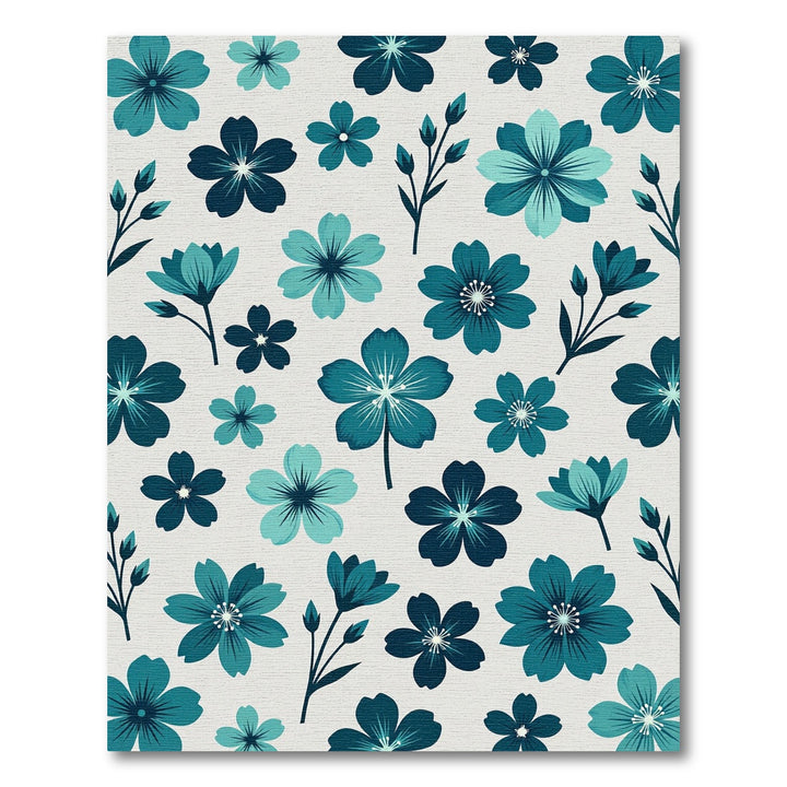 Teal Floral Meadow Rug