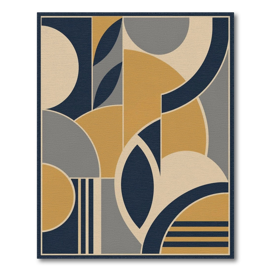 Multi-color and Patterns Navy Gold Geometric Modern Area Rug
