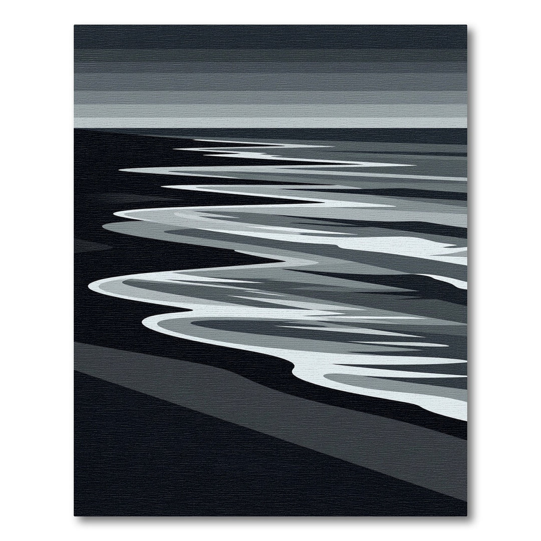 Monochromatic Wavy Abstract Landscape Rug