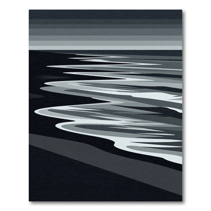 Monochromatic Wavy Abstract Landscape Rug