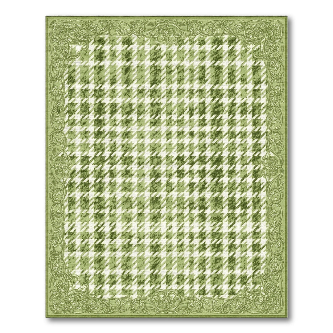 Distressed Vintage Green Checkered Distressed Vintage Area Rug