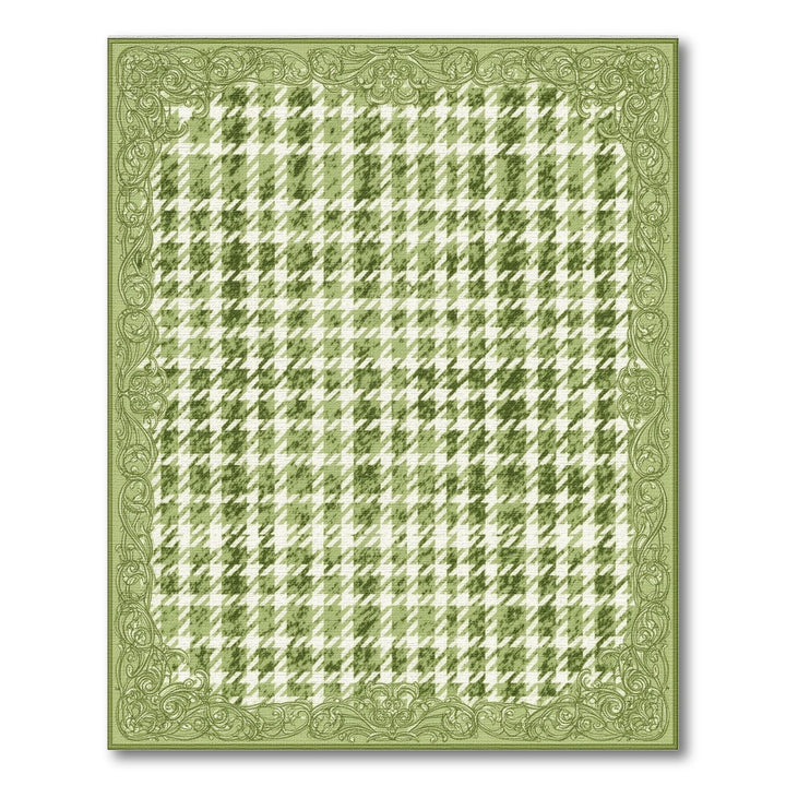 Distressed Vintage Green Checkered Distressed Vintage Area Rug
