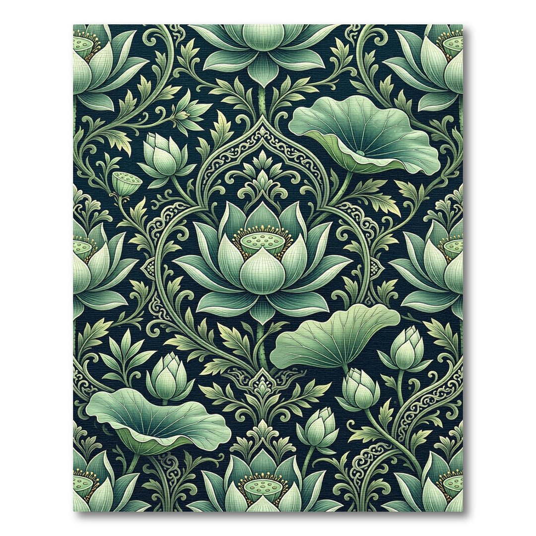 Jade Lotus Bloom Floral Composition Rug