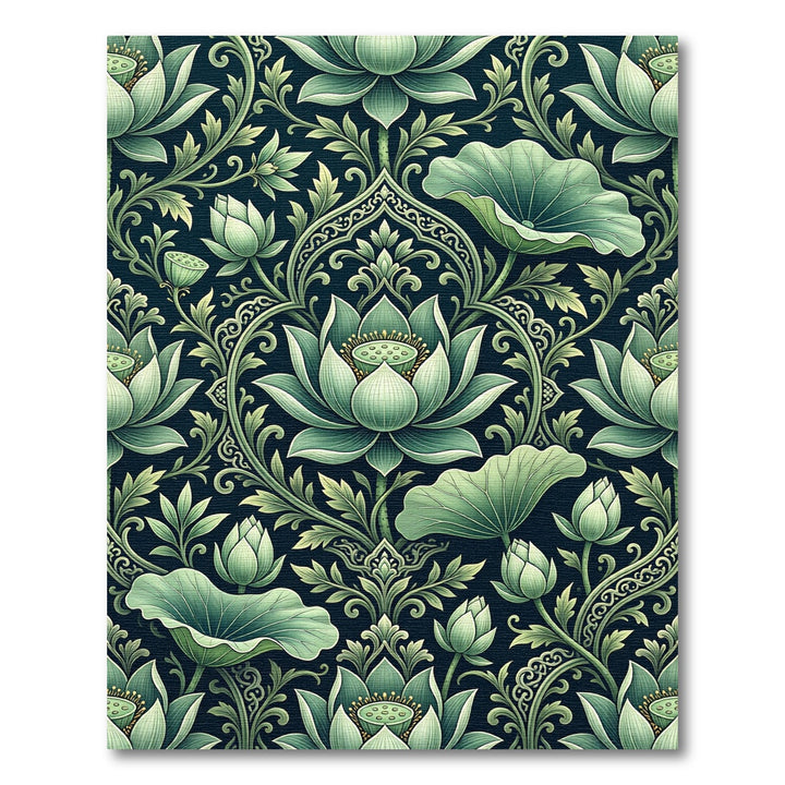 Jade Lotus Bloom Floral Composition Rug