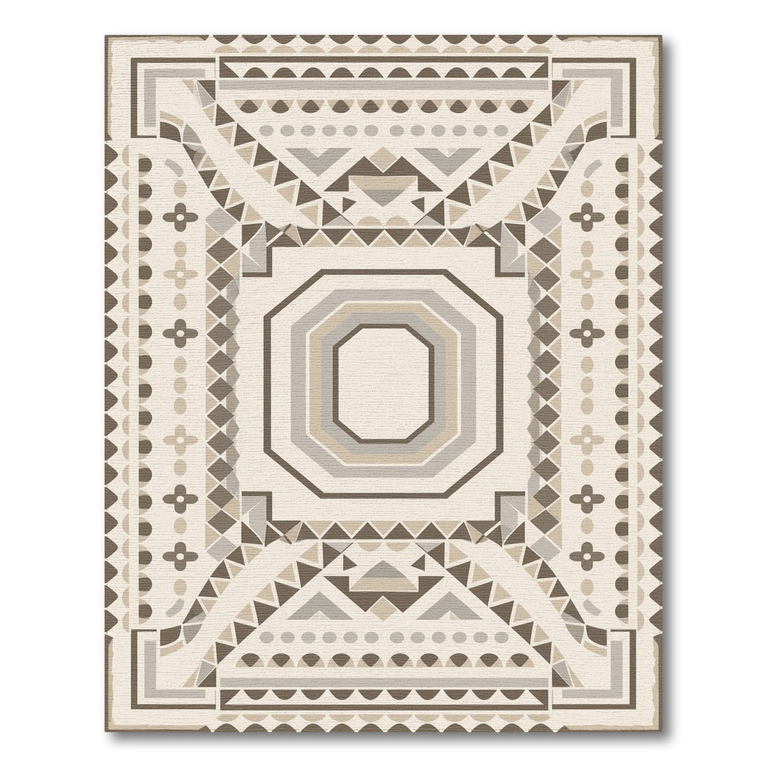 Brown Geometric Octagon Area Rug