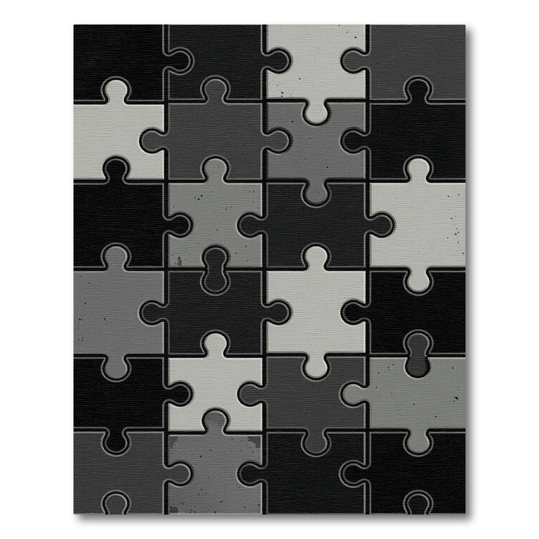 Monochromatic Gray Puzzle Piece Rug