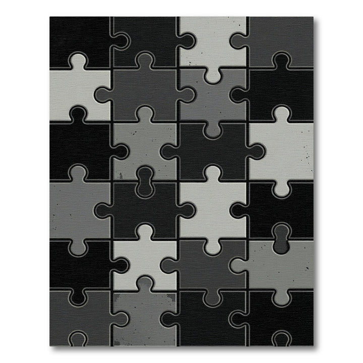 Monochromatic Gray Puzzle Piece Rug