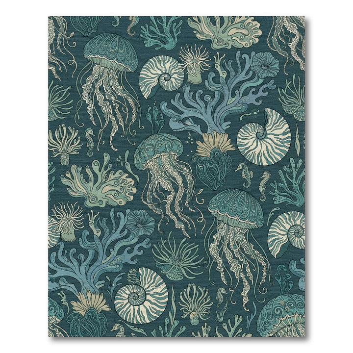 Oceanic Jellyfish Coral Nautilus Seascape Rug