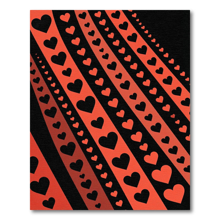 Black Red Heart Stripe Rug
