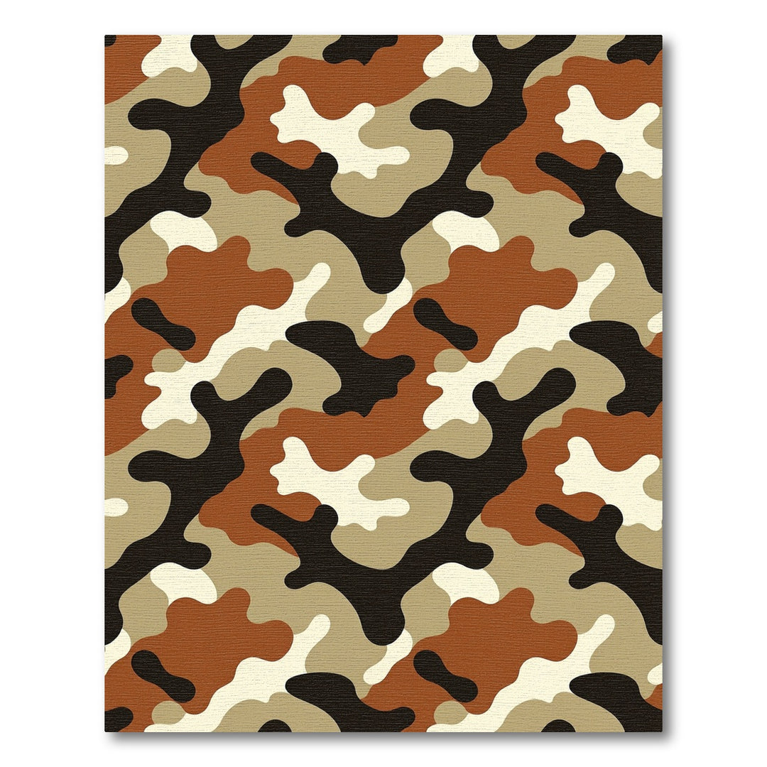 Camouflage Brown Black White Tan Rug