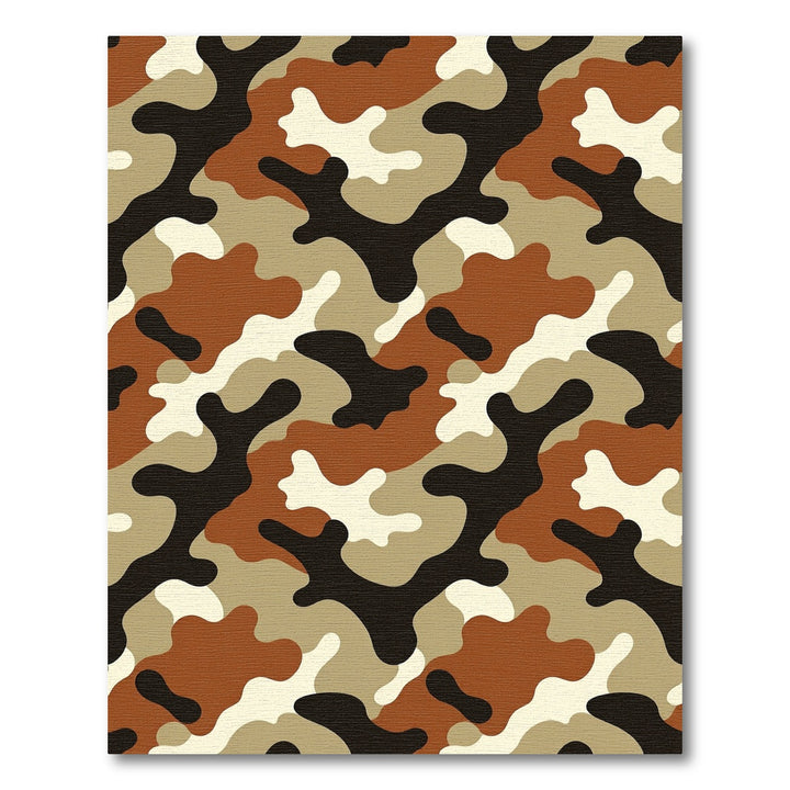 Camouflage Brown Black White Tan Rug