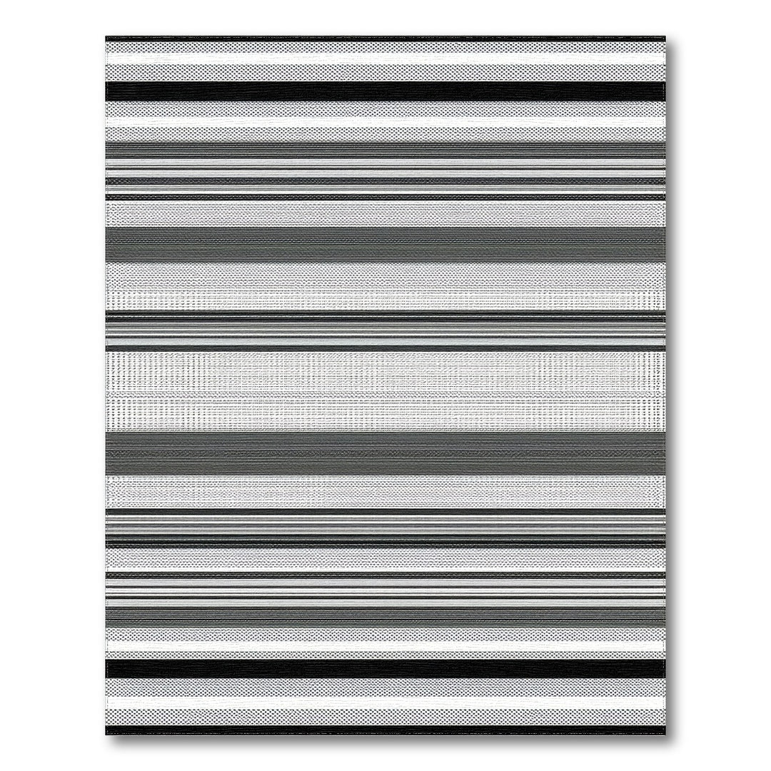 Black White Geometric Striped Area Rug