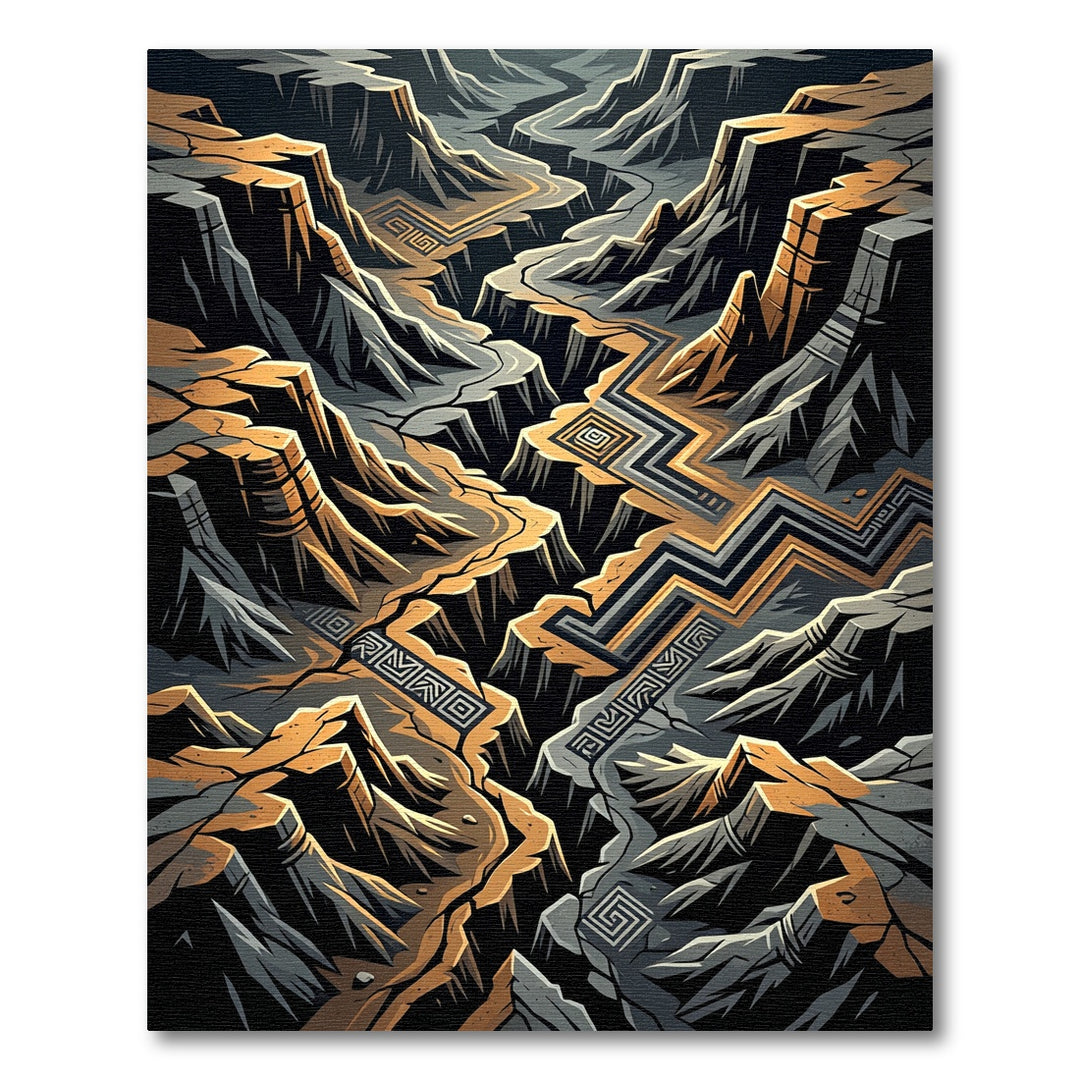 Earthy Canyon Geometric Maze Rug