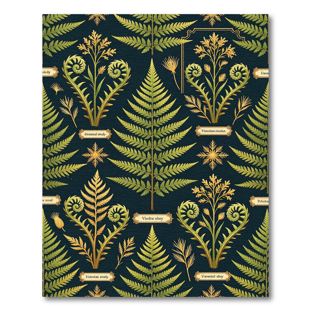 Victorian Fern Botanical Art Deco Rug