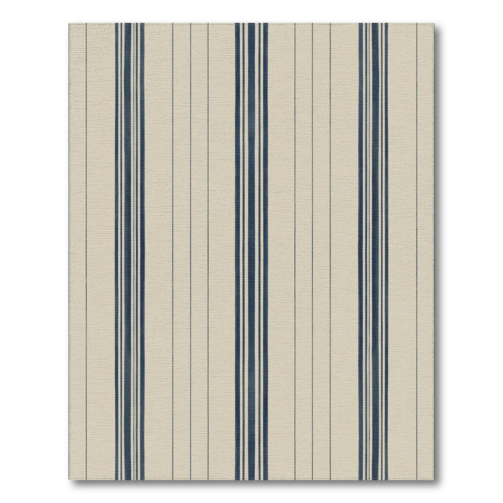 Classic Navy Blue Stripe Cream Rug