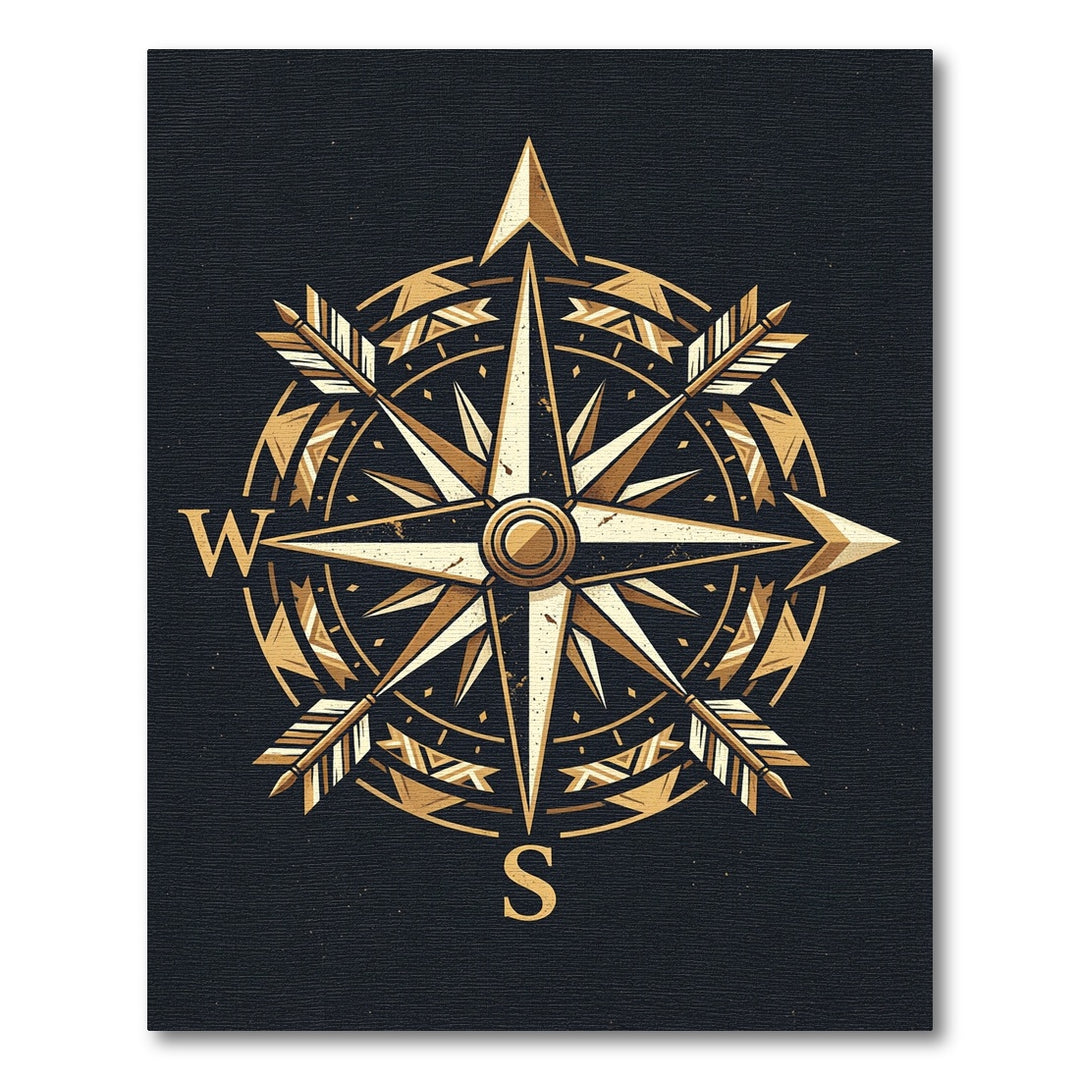 Golden Compass Arrow Nautical Rug