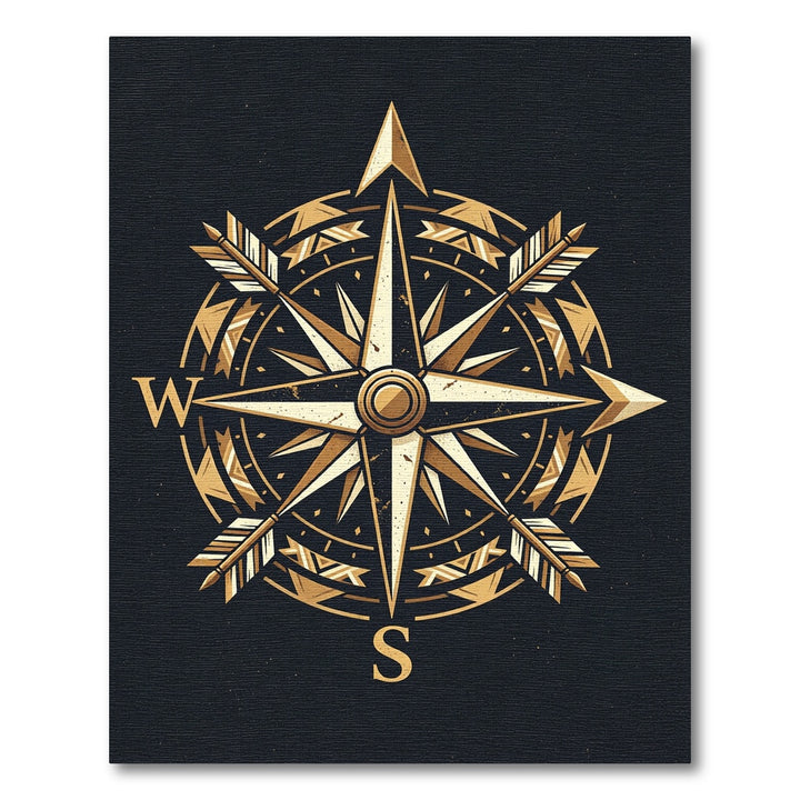 Golden Compass Arrow Nautical Rug
