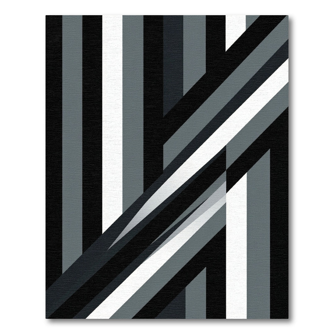 Monochrome Geometric Stripe Overlap Rug