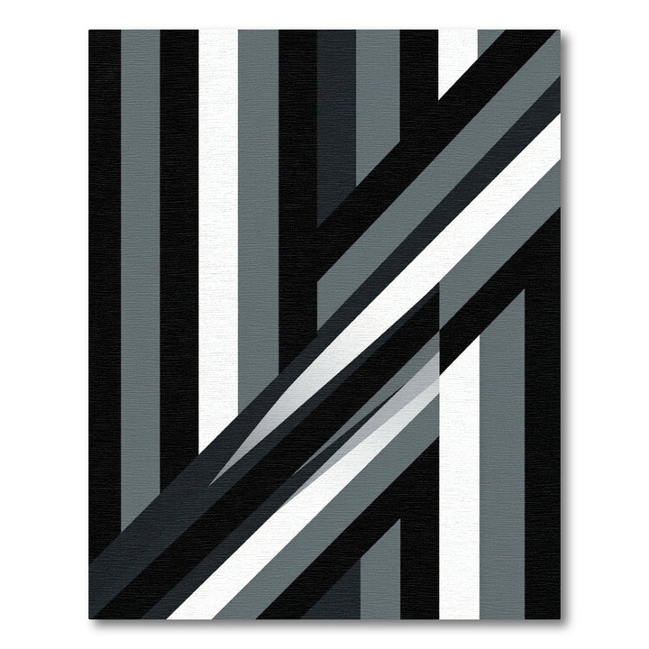 Monochrome Geometric Stripe Overlap Rug