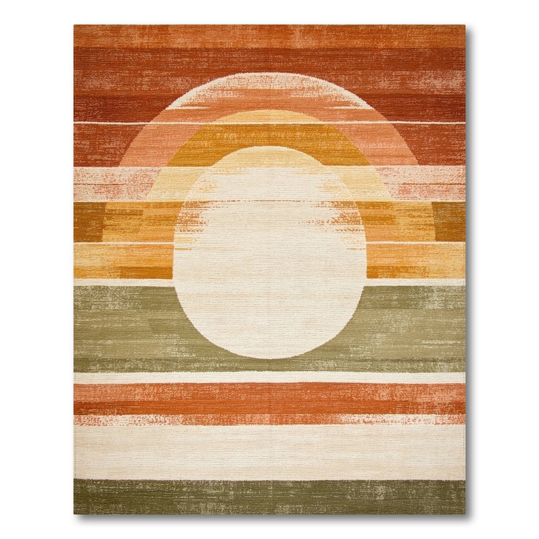 Orange Geometric Circle Area Rug