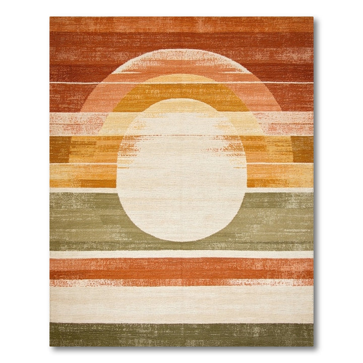 Orange Geometric Circle Area Rug