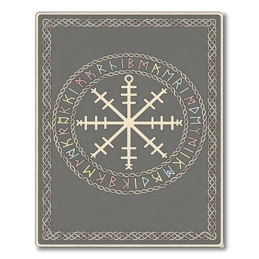 Grey Norse Rune Helm Area Rug