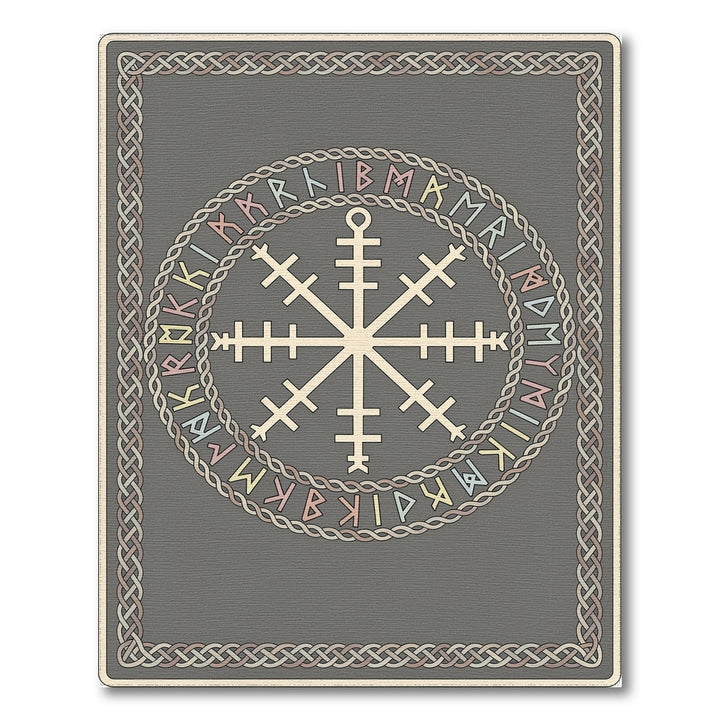 Grey Norse Rune Helm Area Rug