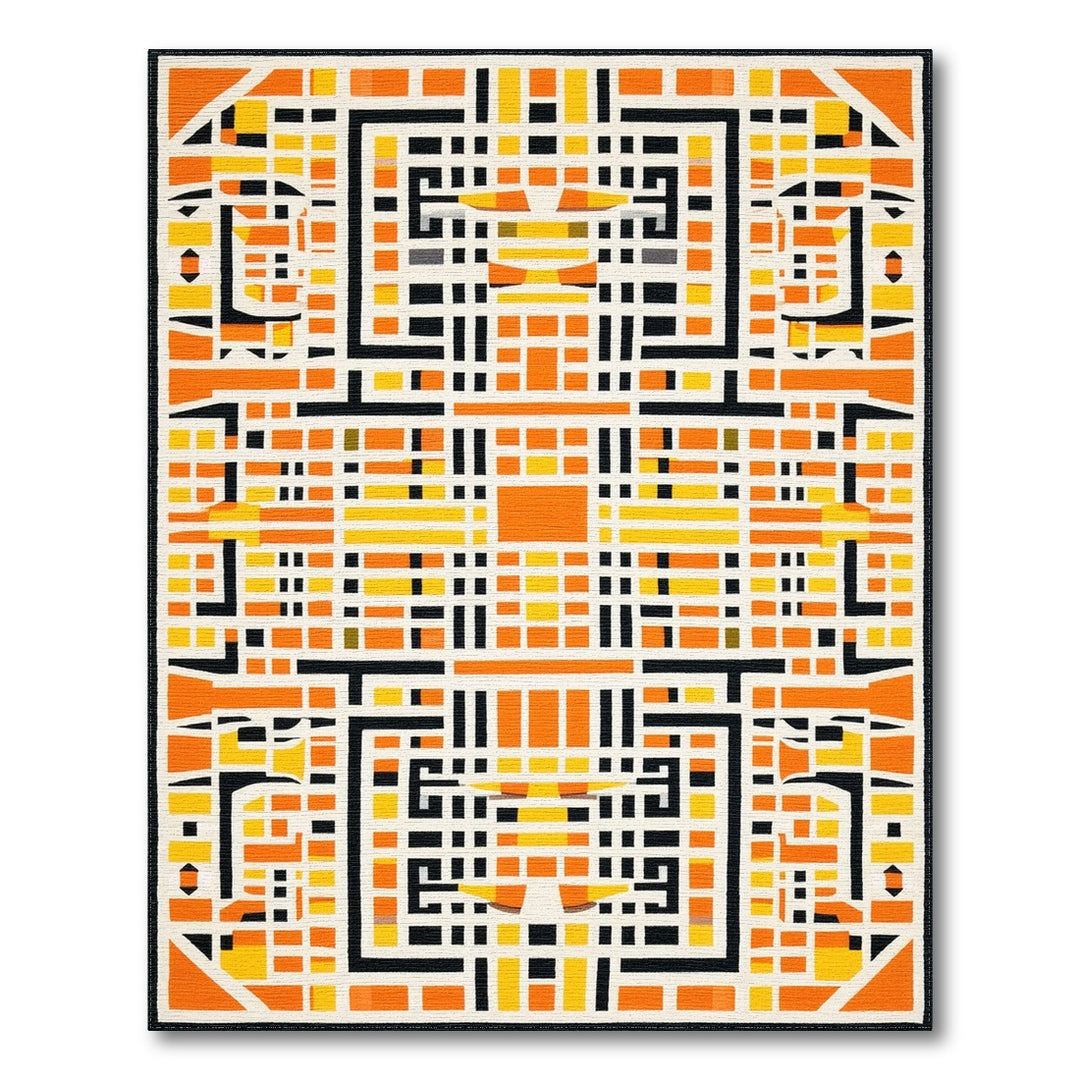 Orange Geometric Modern Area Rug