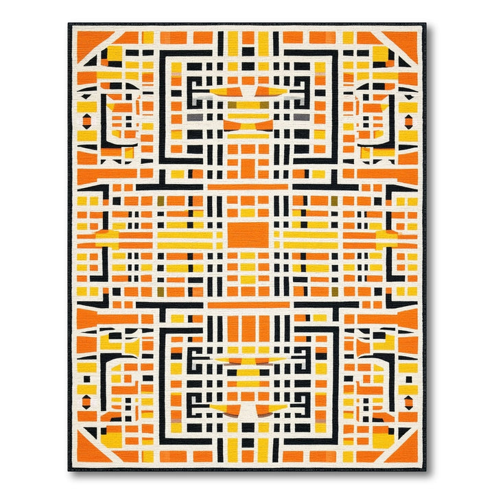 Orange Geometric Modern Area Rug