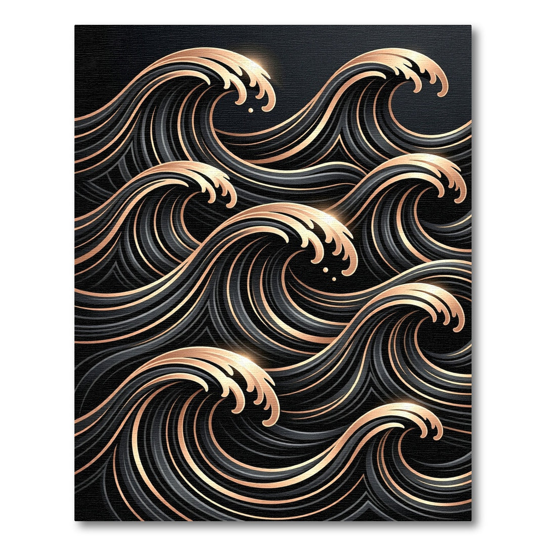 Dark Gold Wave Composition Rug