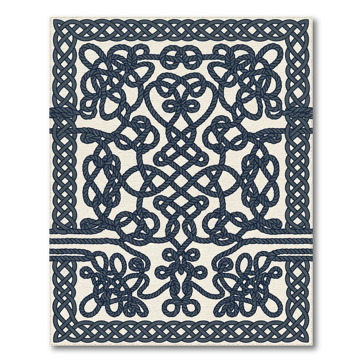 Navy Rope Knot Border Rug