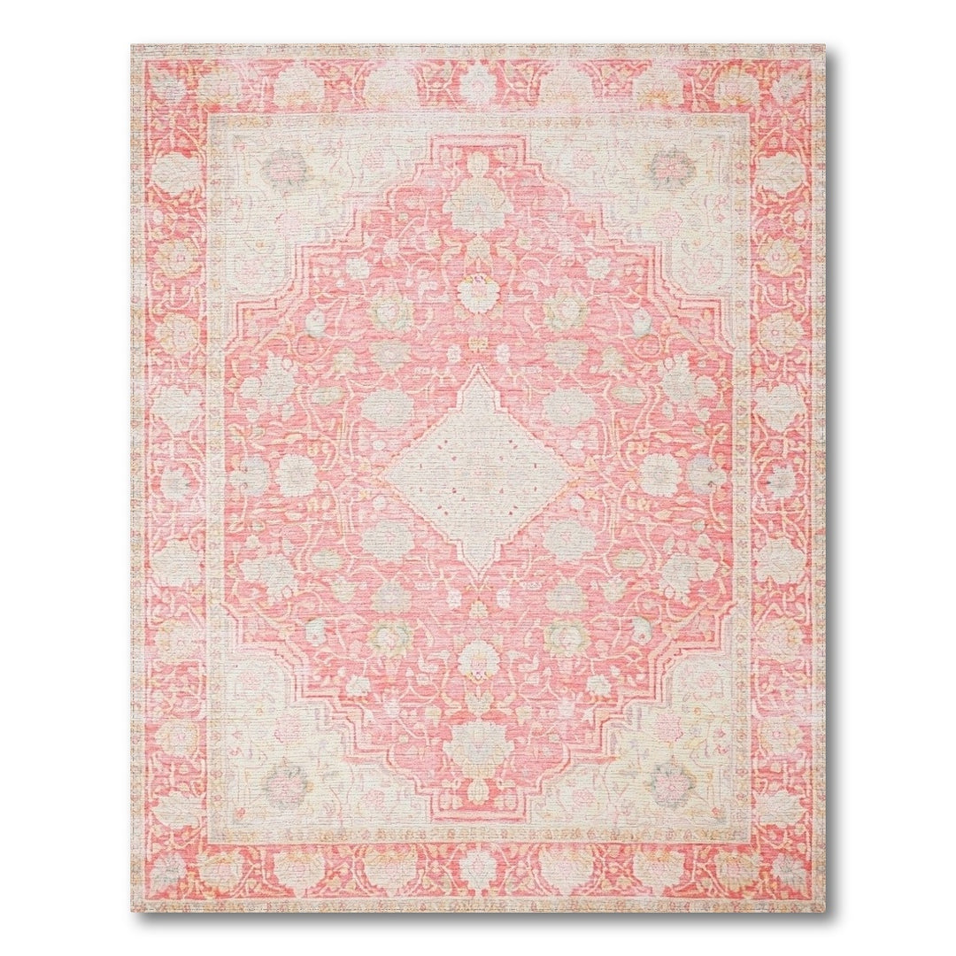 Blush Pink Floral Vintage Area Rug